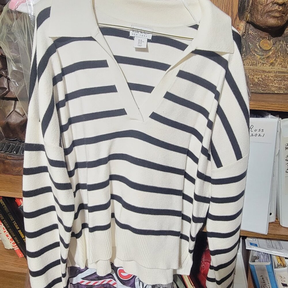 Cream and black striped sweater